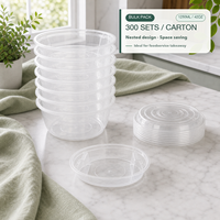 Boîte à repas jetable en plastique double couche anti-fuite de 1250 ml pour nouilles et soupes, avec compartiments intégrés et design ramen pour plats à emporter