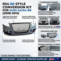 Pare-chocs avant style RS4 B9 avec calandre en nid d'abeille brillante pour Audi A4 S4 B8 2008-2012, kit de conversion de carrosserie pour lifting