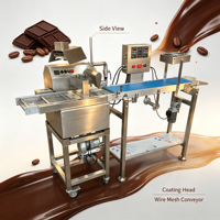 Machine d'enrobage automatique pour chocolat, bonbons, guimauves, nougats, gaufrettes, biscuits et confiseries, en acier inoxydable 304 de qualité alimentaire