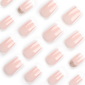 Cubierta completa de corta duración Brillo de lujo Prensa Rosa francesa en puntas de <span class=keywords><strong>uñas</strong></span> Abs <span class=keywords><strong>Uñas</strong></span> postizas cuadradas Venta al por mayor Faux Ongles - Product Image 4