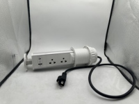 Prise de courant de bureau en aluminium A-3H à montage sur passe-câble, 4 prises CA + chargement USB-A/Type-C, 16A, blanc, multiprise de bureau pour
