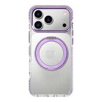 Étui de luxe en métal pour iPhone 17 Pro Max, coque en acrylique avec support magnétique pivotant, boutons métalliques et cadre de protection d'objectif