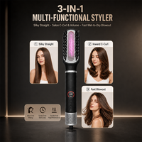 Brosse soufflante professionnelle 1200W avec double sortie d'air, soin ionique des cheveux, contrôle multi-modes de la température et du flux d'air