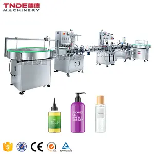 Tnde tự động 3600bph bốn đầu chai làm đầy chất lỏng và đóng nắp máy dán nhãn