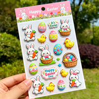 Ensemble d'autocollants gonflés Kawaii, autocollants 3D pastel mignons pour les journaux et le bricolage des filles