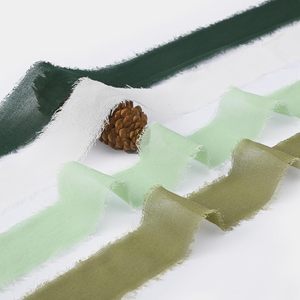 Ruban de soie en mousseline de soie à bord rugueux fait à la main ruban de mousseline de soie brute effiloché à la main en gros avec bord effiloché - Product Image 3