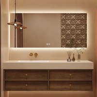 Meuble-lavabo moderne en bois flottant et marbre avec miroir de salle de bain, double/simple vasque, meuble de salle de bain avec vasque