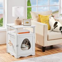 Maison blanche moderne en bois pour animaux de compagnie, meuble de litière pour chat caché avec étagère ouverte, casier de toilette pour chat d'intérieur pour application dans la chambre à coucher