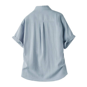 Chemises en lin pour hommes de qualité supérieure, personnalisées, <span class=keywords><strong>col</strong></span> <span class=keywords><strong>Mao</strong></span>, manches courtes, décontractées, respirantes, vente en gros TT - Product Image 5