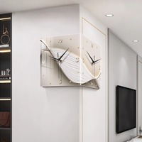 Horloge murale d'angle double face lumineuse, cadran analogique carré pour salon, couloir, bureau, hôtel, décoration contemporaine