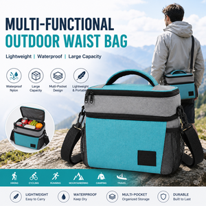 Custom Double Deck Insulated Lunch Cooler Bag Leakproof Large Capacity Thermal Picnic Lunch Tote with Shoulder Strap - Product Image 1