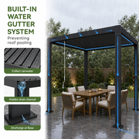 Pergola bioclimatique à toit réglable en aluminium thermolaqué avec manivelle manuelle, pergola de jardin moderne, supports de pergola pour extérieur