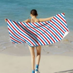 Serviette de plage en microfibre rayée imprimée, séchage rapide, personnalisable, recyclée, sans sable, avec sac - Product Image 1