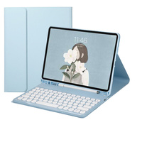Düz yuvarlak klavye tuş klavye kılıf iPad hava Pro 2024 10th 10.9 Air5 Air4 10.2 7th 8th 9 Mini6 kılıf kablosuz klavyeler ile