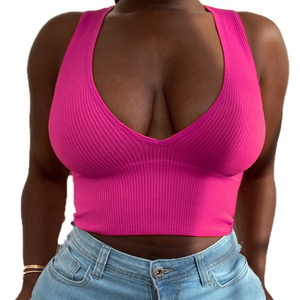 Oferta de Verano: Camiseta sin Mangas con Cuello en V, Transpirable, Cómoda, Sexy, de Color Sólido, para Mujer, Estilo Casual - Product Image 2