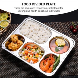 Assiette Durable Pour Camping En Plein Air Salle À Manger Pique-Nique Barbecue École Rectangulaire Divisé Plateau 304 Assiette En Acier Inoxydable - Product Image 4