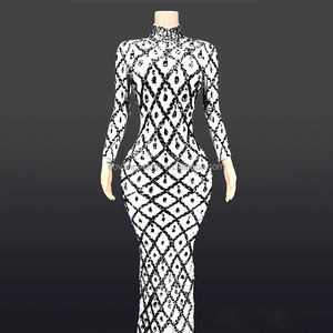 Novance במגמת מוצרים חמים שחור ארוך ערב שמלות יום הולדת מבריק קריסטל Vestidos Elegantes Para Mujer רשת שמלת כלה - Product Image 2