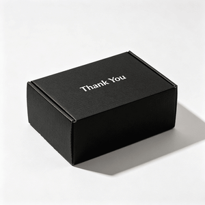 Boîtes d'emballage en carton ondulé noir mat personnalisées <span class=keywords><strong>avec</strong></span> impression « Merci » – Boîte d'expédition pour solutions d'expédition de marques minimalistes - Product Image 2