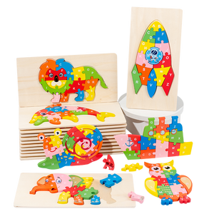 Juguetes educativos de madera personalizados para niños, rompecabezas Montessori DIY para niños, rompecabezas <span class=keywords><strong>3D</strong></span> de animales educativos para edades tempranas - Product Image 1