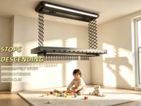Séchoir à linge pliable pour balcon à 6 ventilateurs avec lumières colorées, contrôle intelligent via l'application Tuya et télécommande