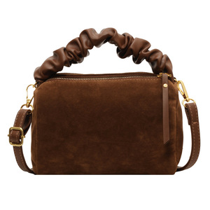 Cross-border Korean-style Suede Pillow Bag Zipper Closure Portable Handbag Women's <b>Retro</b> Niche All-match Shoulder Crossbody Bag - Product Image 4