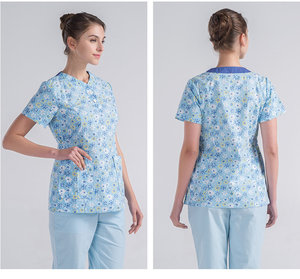 Breathable Cheap Printed Cartoon Pattern Dobby Fabric Woven Scrub Sets Needle Detection Women's Hospital Doctor Nurse <strong>Uniform</strong> <strong>CC</strong> - Product Image 2