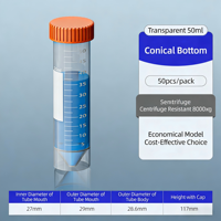 Tubes à centrifuger coniques à fond plat avec bouchon à vis de 50 ml, consommables de laboratoire de haute qualité