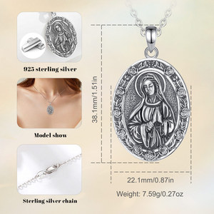 Changda 925 Joyeria De Plata 925 Mayoreo <span class=keywords><strong>La</strong></span> Virgen De Guadalupe Bijoux religieux Saint patron Guadalupe Vierge Marie Collier - Product Image 5