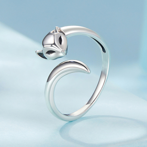 Anillo Plateado con Forma de Zorro, Diseño Animal Moderno, Joyería Unisex de Moda, Regalo para Uso Diario - Product Image 4