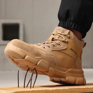 Geniş Çelik Burunlu İş Güvenliği Botları Mikrofiber Üst Kısım Erkek İş Botları Kaymaz Aşınmaya Dayanıklı Darbe Emici Depo Botları - Product Image 2