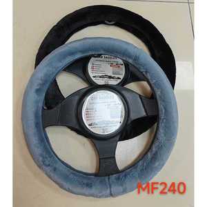 Car Saddles Steering Wheel Cover 37-39 Cm Grey Faux Rabbit <b>Fur</b> - Product Image 3