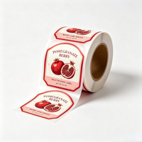 Étiquettes personnalisées écologiques avec motif grenade et bordure rouge vintage pour l'impression d'emballages de pots de confiture de fruits
