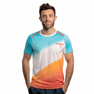 Мужская спортивная быстросохнущая эластичная футболка с логотипом из 100% полиэстера для фитнеса