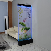 Paravent de séparation d'espace à bulles d'eau sur pied, mobile, moderne, étanche, en acrylique découpé au laser, avec panneau transparent sur le thème de la vie marine