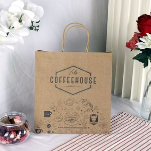 Custom Printed Kraft Paper Bags for Restaurant Food Delivery and Takeout Eco Friendly Brown Paper Bags With Your Logo - Product Image 2