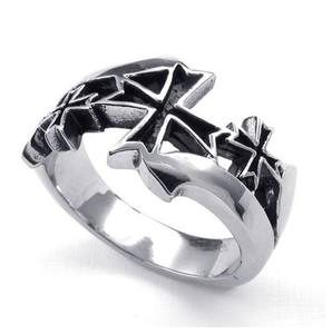 Haute qualité prix concurrentiel En acier Inoxydable noir Maltais croix copte jérusalem croix bague - Product Image 4