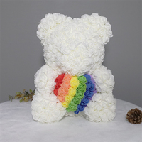 Nouveauté 2026 Ours en rose éternelle avec boîte cadeau Cadeau de la Saint-Valentin Ours en peluche en fleurs de rose PE fait à la main