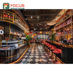 Exhibidor de Café Profesional, Estante Alto Abierto, Madera Mate, Exhibidor de Mercancía para Cafetería - Product Image 4