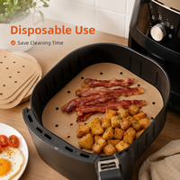 Papier sulfurisé carré perforé en pulpe de Kenaf de qualité alimentaire, résistant à la chaleur, jetable, pour friteuse à air, cuisson de pizzas et pains, personnalisé en usine