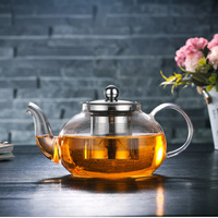 Théière en verre épaissi résistant à la chaleur bouilloire à thé avec infuseur à thé en acier inoxydable cafetière en verre