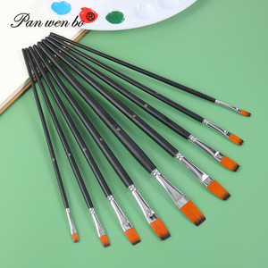 Panwenbo Lot de 9 pinceaux plats en nylon pour artiste professionnel, ensemble de pinceaux pour <span class=keywords><strong>peinture</strong></span> acrylique et aquarelle - Product Image 6