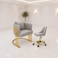 Meubles de salon de manucure de luxe modernes avec collecteur de poussière, table de manucure en gros, étagère de présentation, ensemble chaise de salon et chaise de technicien