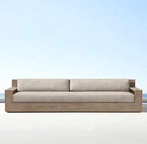 Sofá de luxo moderno com 2 assentos, sofá modular de madeira teak pátio