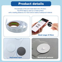 Etiqueta RFID Impermeable de Tamaño Personalizado, Etiqueta Inteligente Antimanipulación, Etiqueta NFC Anti-Metal para Identificación de Productos