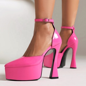 Sandalias de Mujer de Charol con Tacón Súper Alto y Plataforma Gruesa, Zapatos de Fiesta con Punta en Pico, Elegantes y Sensuales - Product Image 5