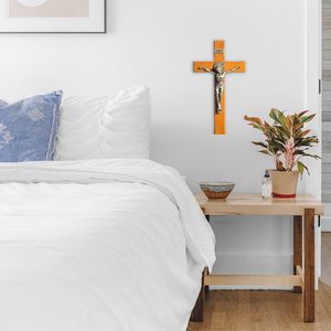 Crocifisso Decorativo in Legno di Quercia da 10 Pollici, Croce da <span class=keywords><strong>Parete</strong></span> in Legno <span class=keywords><strong>per</strong></span> Arredamento Religioso Domestico - Product Image 6