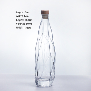 Bán Buôn Nhà Sản Xuất Độc Đáo Của Baijiu Rỗng Trong Suốt 350Ml 500Ml 750Ml Sang Trọng Kim Cương Hình Thủy Tinh Rượu Vang Chai Vàng Tem - Product Image 2