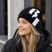 Casquette en tricot jacquard contrastant noir et blanc, style streetwear, chapeau chaud et cool, hip-hop, tenue décontractée quotidienne, 100% acrylique, unisexe
