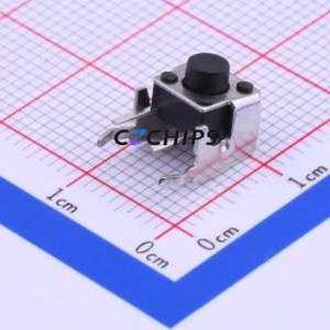 TSA067G55-250 Tactile Switch Bent Lead Through Hole-4P,6x6mm Switch Single Pole Single Throw Round Button 2.5N Right Angle - Product Image 1