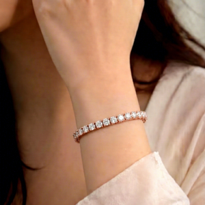 Pulsera de tenis cuadrada moderna con diamantes de talla brillante redonda, acabado en oro macizo, joyería premium para novias y compromisos, pulsera para mujer. - Product Image 1